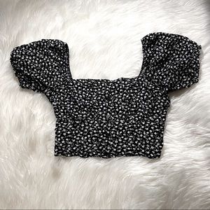 ✨ FLORAL PUFF SLEEVE CROP TOP ✨